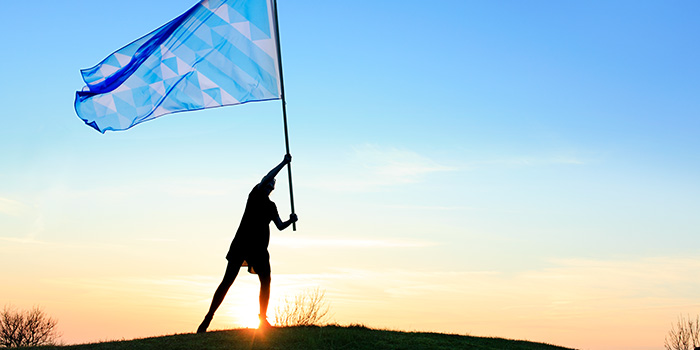 Energirepubliken, tjej med flagga.
