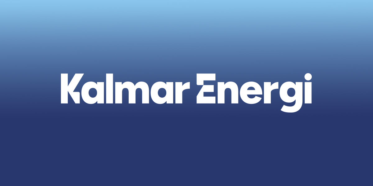 Kalmar Energis logga med mörkblå och ljusblå bakgrund.